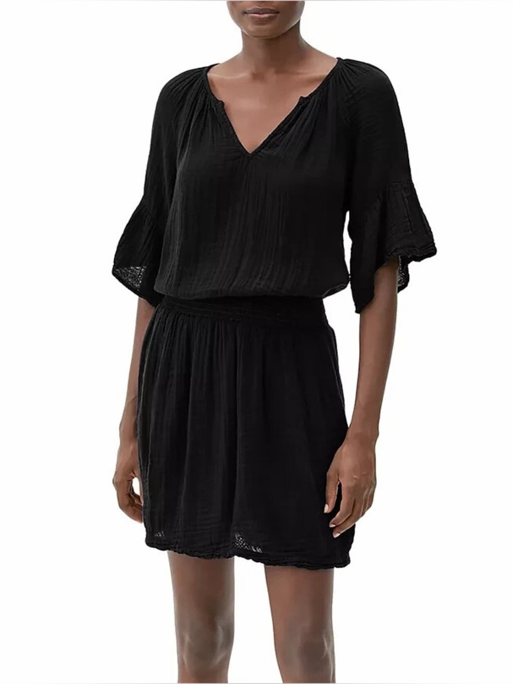 $178 Michael Stars L87716 Womens Black Katelyn Smocked Waist Peasant Dress S